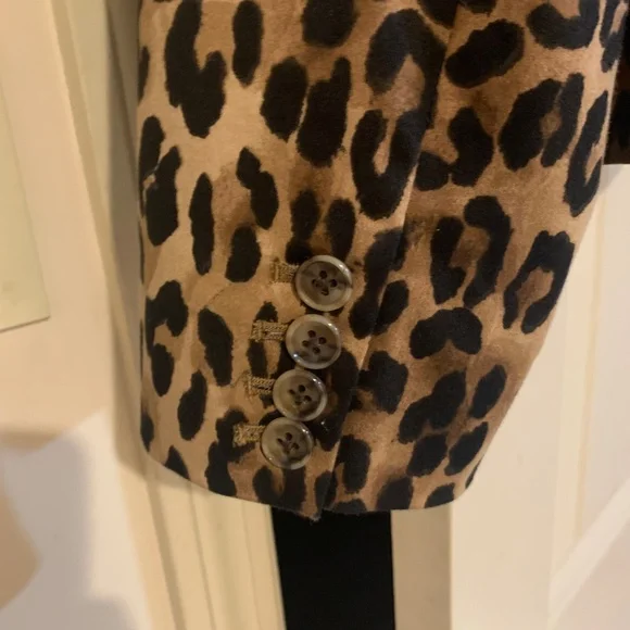 Jones New York Signature Stretch Black/Tan Leopard Lined Blazer sz 10 - Picture 5 of 7